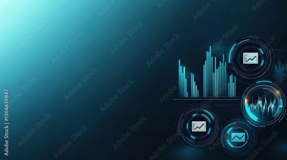 Aufkleber financial benefits budget optimization concept. abstract digital background with graphs and data vis