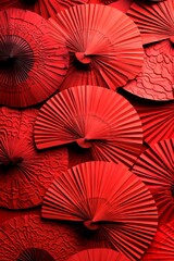 Chinese New Year 2025 is symbolized through abstract paper fans set against a red background