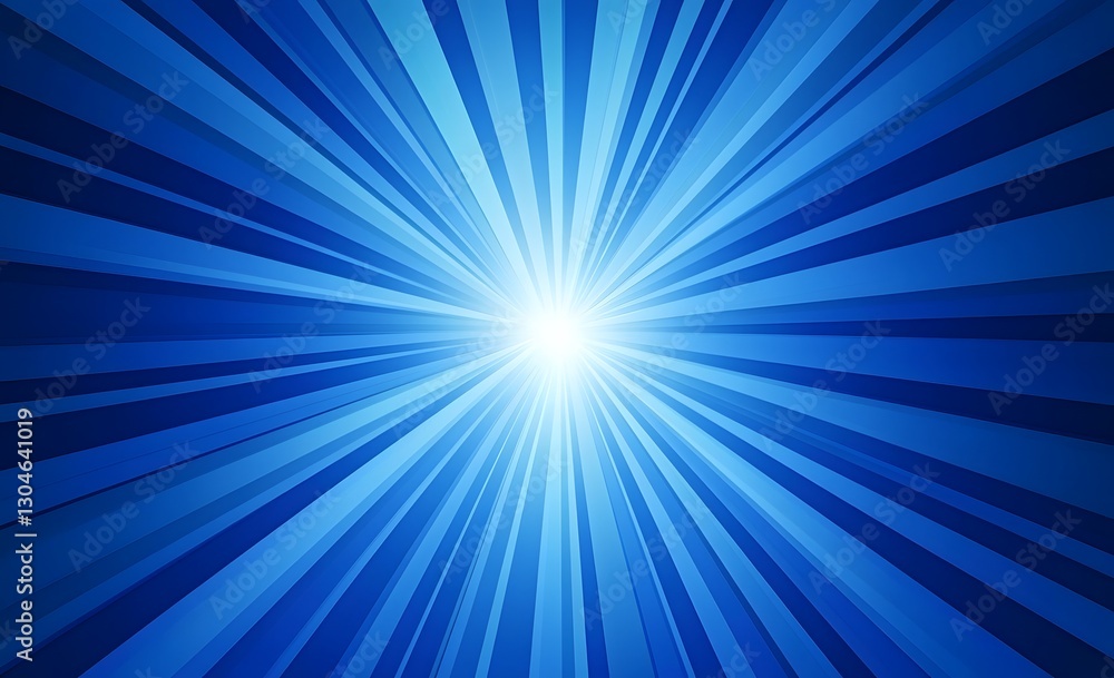 Poster abstract illustration of radial blue light rays spreading from a central point, creating a dynamic a