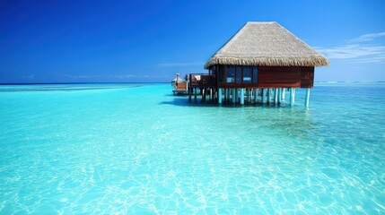 Overwater villas in the Maldives, surrounded by crystal-clear waters and pristine beaches