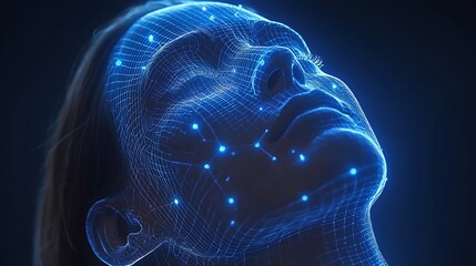 Face Scan Futuristic Data Points on Person