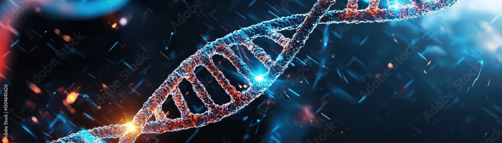 Poster futuristic visualization of mutating dna strands representing disease and genetic mutation concepts