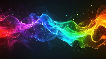 Obraz premium High-definition wallpaper with neon waves and geometric distortions creating a trippy effect