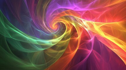 Obraz premium Neon ribbons and glowing fractals in psychedelic wallpaper creating high-energy depth