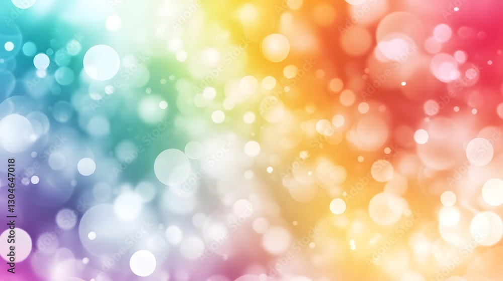 Poster a vibrant and colorful bokeh background with a spectrum of rainbow hues and shimmering lights