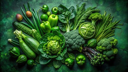 Elegant green jewel-toned still life: fresh produce, minimalist composition, luxury food styling.