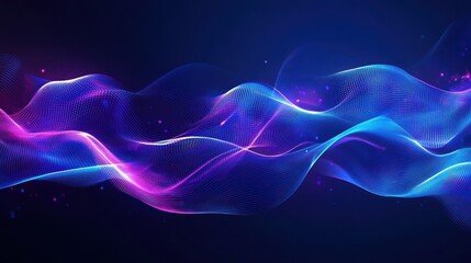 High-definition wallpaper with glowing waves and futuristic digital textures in blue and violet