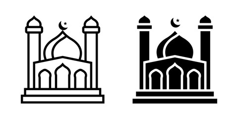 Mosque icon set. for mobile concept and web design on white background