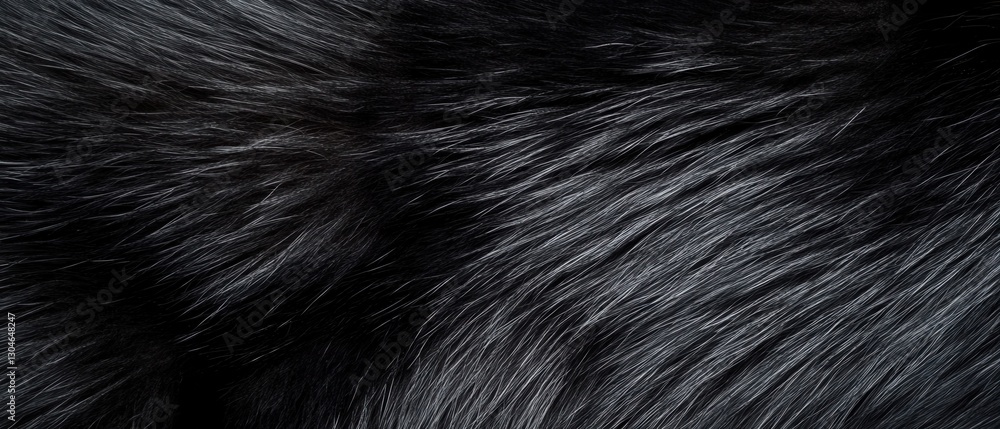 Poster luxurious black fur texture with silver highlights creating a soft and elegant visual for fashion de