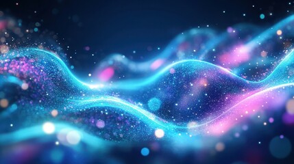 HD wallpaper with dynamic galactic waves and glowing cosmic dust particles in motion