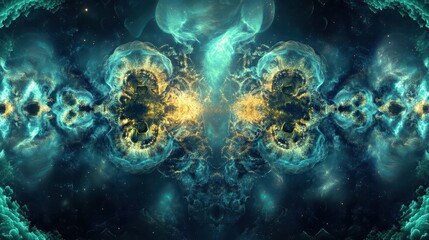 Obraz premium Abstract cosmic background with glowing nebula clouds and soft light reflections