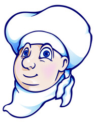 Chubby Chef Wearing a Hat and Scarf