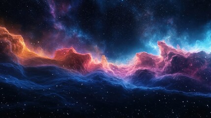Dreamlike abstract space wallpaper with glowing nebula and shimmering cosmic dust