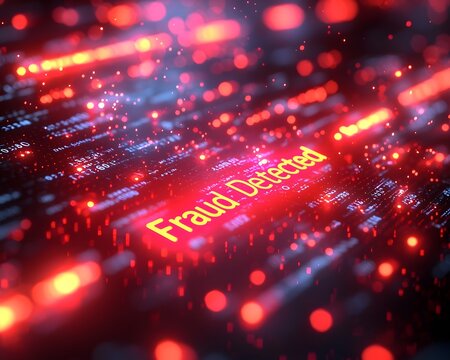 Glowing Binary Code with Bold  Fraud Detected  Alert Fraud Detection Concept Copy Space