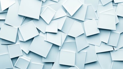 Fototapeta premium Abstract Square Tiles: An overhead shot reveals a dense collection of small, identical square tiles, slightly askew, creating a repetitive yet subtly varied pattern that plays with light and shadow.