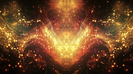 Cosmic wallpaper with gold and crimson nebulas blending into an infinite expanse