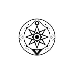 Obraz premium Intricate Black and White Mandala Design Featuring a Starburst and Circular Pattern, Simple yet Elegant.