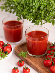 tomato juice in a glass