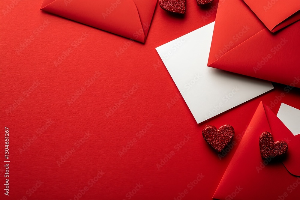 Poster red envelopes are arranged in a grid pattern on a red background, and one of them is open, revealing