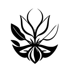 Abstract Black and White Botanical Design.