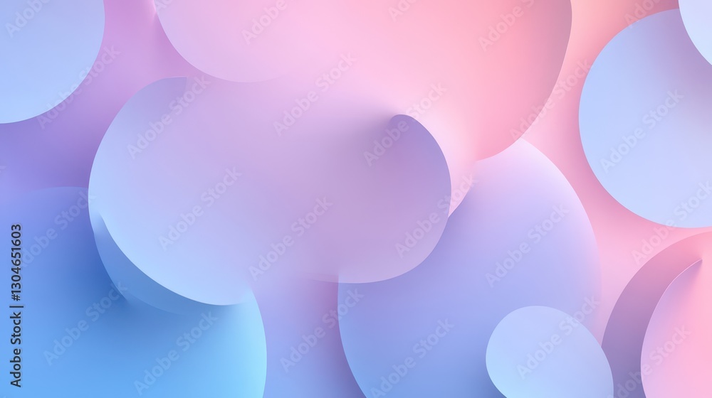 Wall mural pastel gradient background with subtle 3d floating elements and smooth textures