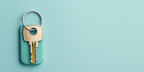 financial planning expenses protection concept. Key on a mint green background, symbolizing security and access.