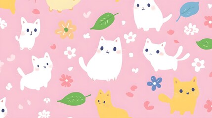 Adorable Cats in a Floral Garden