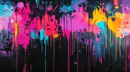 Electric urban graffiti wallpaper with halftone gradients and bold ink splatters