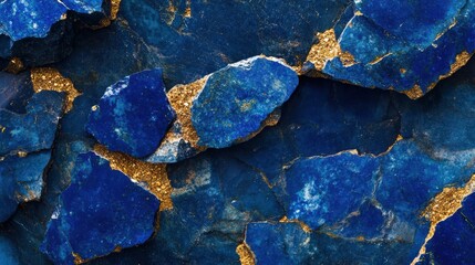 Blue Lapis Lazuli Stone Fragments Gold Accents