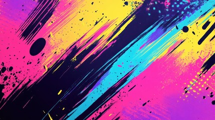 Pop-art wallpaper with neon streaks and halftone effects in vibrant comic explosions