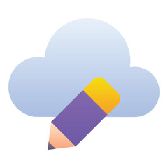 Gradient color icon, illustration for Cloud computing, edit, pencil.
