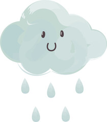 Watercolor Rainy Cloud Character