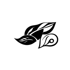 Black and white image of three leaves