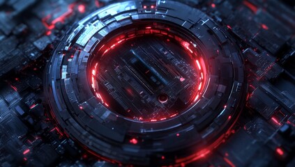 Circular, glowing, futuristic circuit, technology