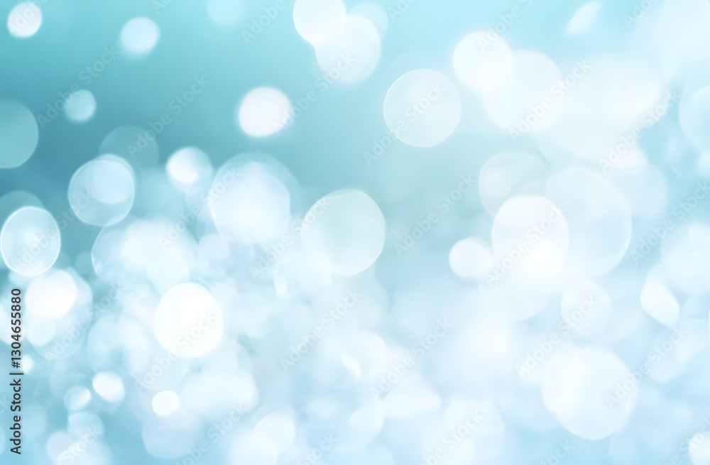 Poster abstract background of sparkling bokeh lights in soft blue and white tones, creating a dreamy atmosp