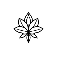 Vector floral design featuring a black and white, stylized lotus leaf.