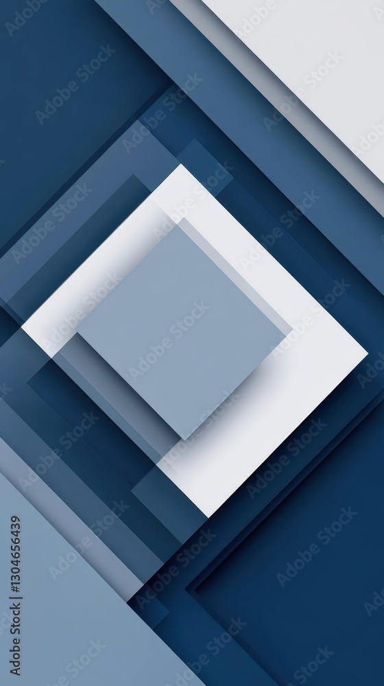 Aufkleber geometric composition of overlapping squares in shades of blue and white creating a modern abstract 