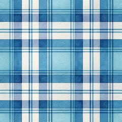 Watercolor Blue Plaid Pattern Classic Check Design