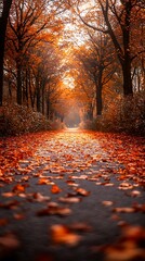 Autumn Path, Fallen Leaves, Forest