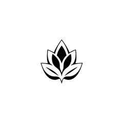 Minimalist Black and White Lotus Flower Illustration, Featuring a Delicate and Abstract Shape Against a White Background.