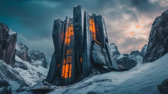 The futuristic fortress stood tall against the skyline, equipped with advanced technology and impenetrable defenses.