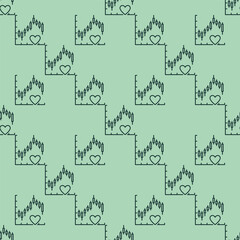 Graph and Heart for Investors and Traders vector linear seamless pattern