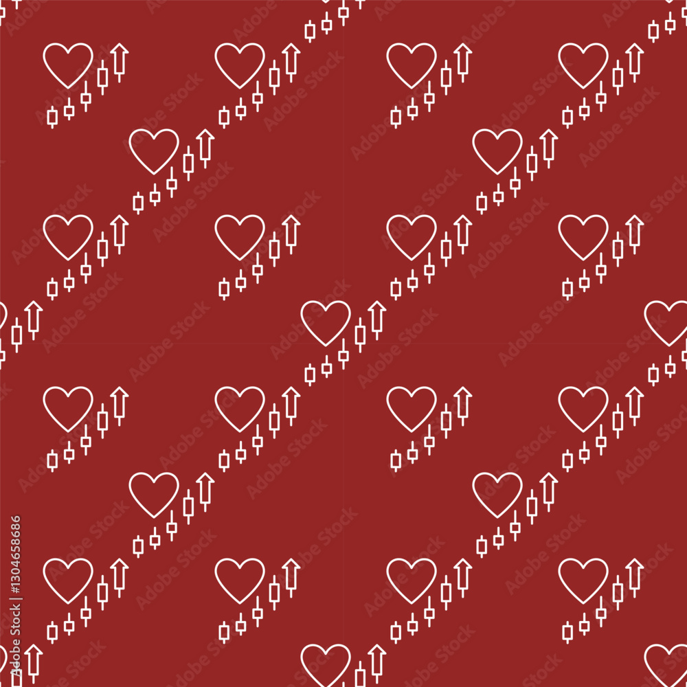 Aufkleber heart with market chart patterns vector economic insights colored seamless pattern