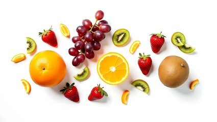 Vibrant fruits set against a clean and isolated white backdrop