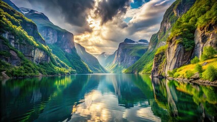 Norwegian fjords: majestic cliffs, serene waters, breathtaking scenery.