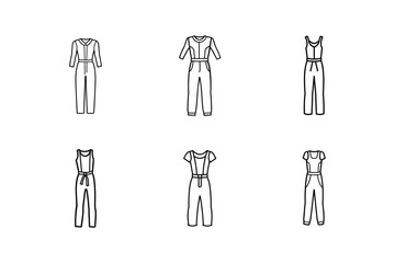 jumpsuit sketch line art vector illustration