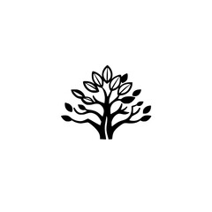 Obraz premium Minimalist Black Tree Silhouette on White Background - Simple and Elegant.