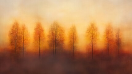 Obraz premium A dreamy autumn sunset backdrop with blurred tree silhouettes and glowing golden hues