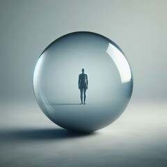 Obraz premium Metaphor of Loneliness: Portrait in Glass Sphere