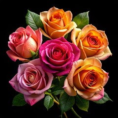 Fototapeta premium Roses isolated on a black background.